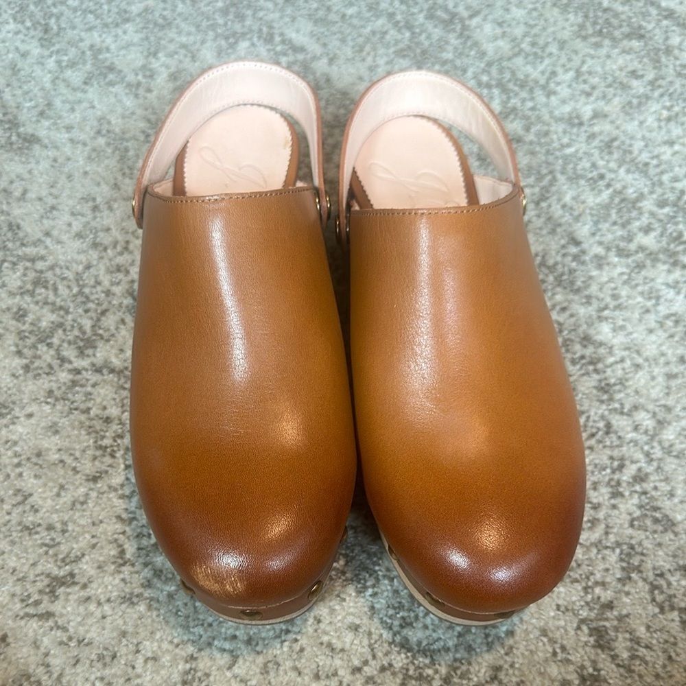 J. Crew Brown Leather Boho Slingback Clogs 6.5